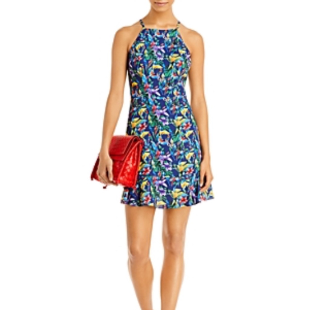 NWT Aqua X Mary Katrantzou Parrot Print High Neck Dress - 100% Exclusive